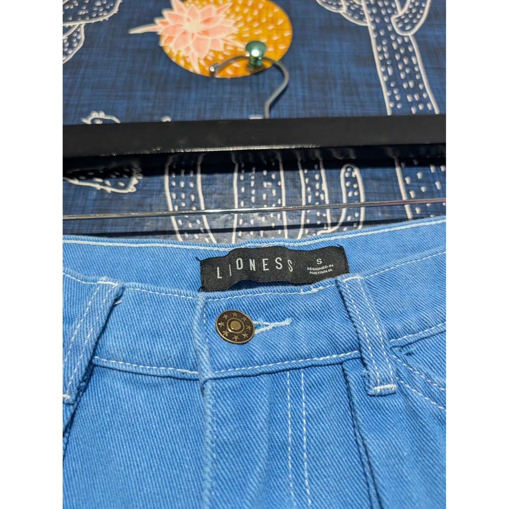 Lioness Cotton Denim High Rise Wide Leg Miami Vice Pants Blue Women's Size S - Picture 7 of 15